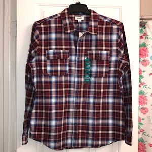 Red / Blue Plaid Button Down Top